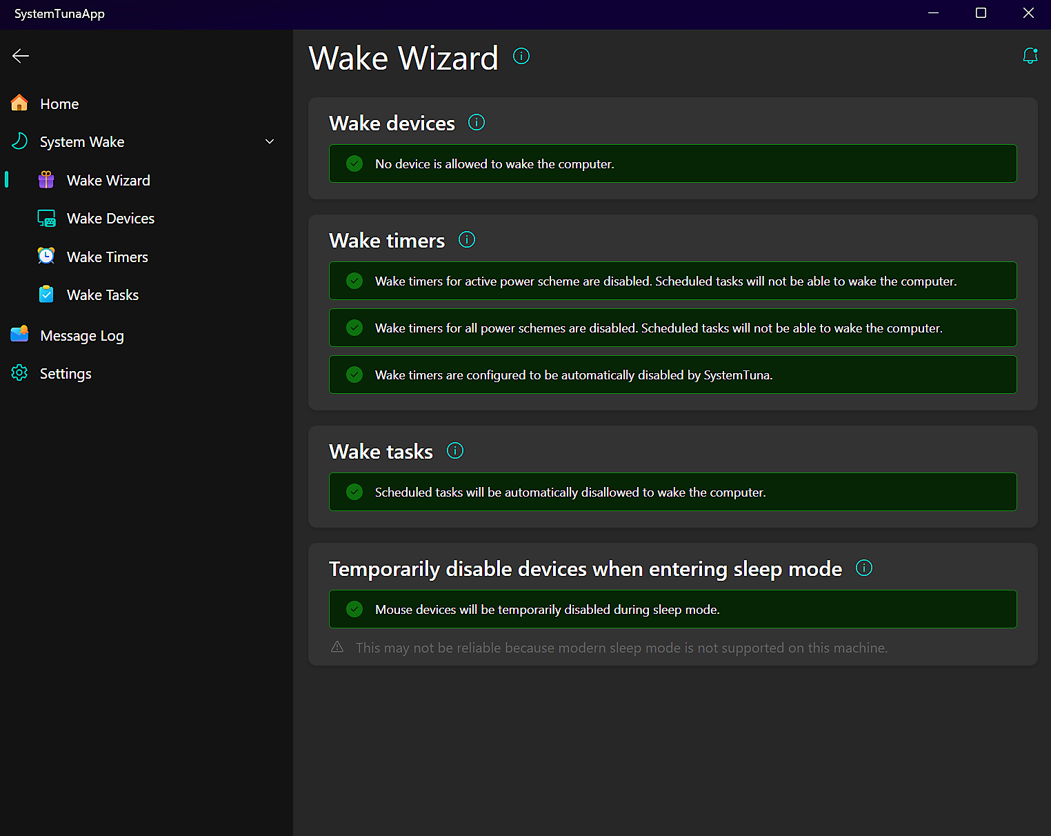 SystemTuna Wake Timers
